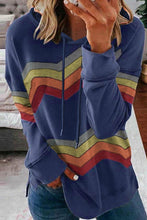 Load image into Gallery viewer, Geometry Color Block Stripe Drawstring Hoodie - Yaze Jeans
