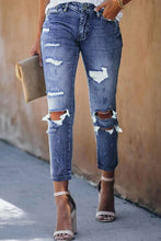 Load image into Gallery viewer, Fading Distressed Holes Crop Jeans - Yaze Jeans
