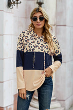 Load image into Gallery viewer, Leopard Color Block Drawstring Hoodie - Yaze Jeans

