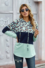 Load image into Gallery viewer, Leopard Color Block Drawstring Hoodie - Yaze Jeans
