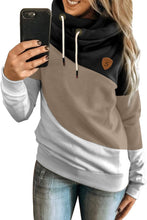Load image into Gallery viewer, Multicolor Colorblock Cowl Neck Pullover Hoodie - Yaze Jeans
