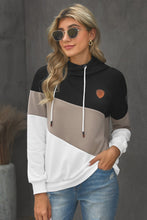 Load image into Gallery viewer, Multicolor Colorblock Cowl Neck Pullover Hoodie - Yaze Jeans
