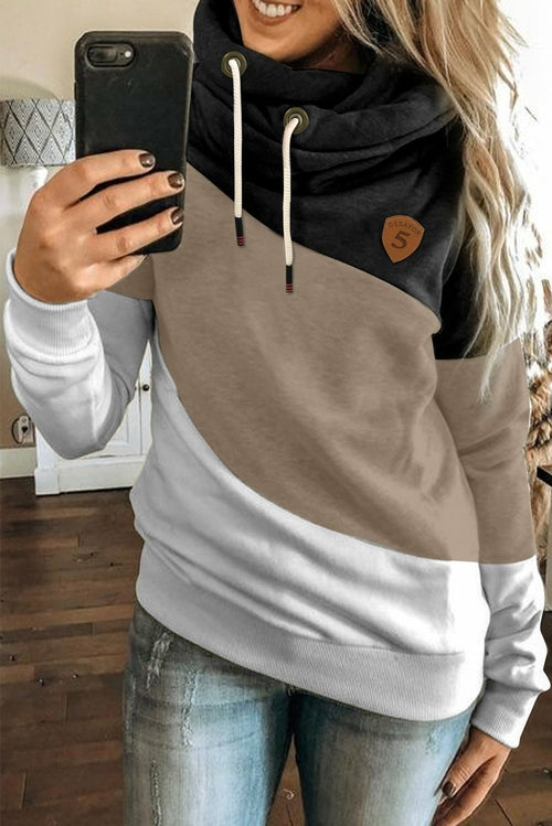 Multicolor Colorblock Cowl Neck Pullover Hoodie – Yaze Jeans