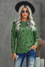 Load image into Gallery viewer, Khaki Round Neck Star Print Long Sleeve Top - Yaze Jeans
