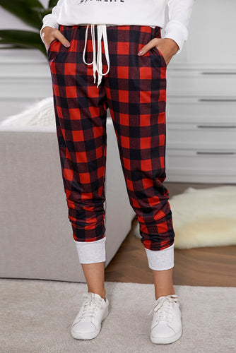 Plaid Drawstring Joggers - Yaze Jeans