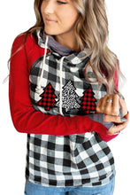 Load image into Gallery viewer, Christmas Tree Plaid Pattern Asymmetric Zip Hoodie - Yaze Jeans
