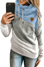 Load image into Gallery viewer, Multicolor Colorblock Cowl Neck Pullover Hoodie - Yaze Jeans
