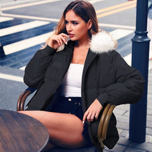 Load image into Gallery viewer, Winter warm hooded down jacket Female fur collar pocket - Yaze Jeans
