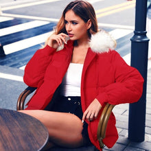 Load image into Gallery viewer, Winter warm hooded down jacket Female fur collar pocket - Yaze Jeans
