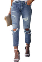 Load image into Gallery viewer, Fading Distressed Holes Crop Jeans - Yaze Jeans
