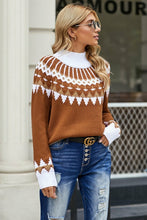 Load image into Gallery viewer, High Neck Printed Knit Sweater - Yaze Jeans
