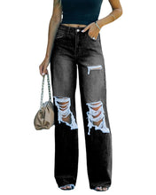 Load image into Gallery viewer, Women Loose Jeans High Waist Baggy Denim Pants Wide Leg Straight - Yaze Jeans
