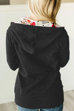 Load image into Gallery viewer, Full Zip Hoodie Coat with Floral Print Hooded Inner - Yaze Jeans
