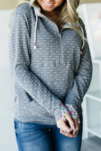 Load image into Gallery viewer, Half Zip Floral Splicing Polka Dot Stripe Hoodie - Yaze Jeans
