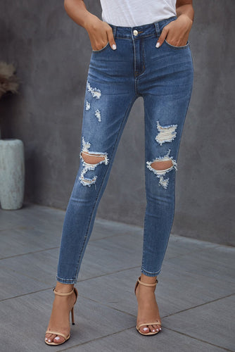 Hollow Out Vintage Skinny Ripped Jeans - Yaze Jeans