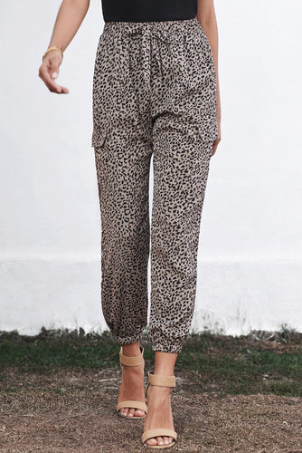 Chic Leopard Print Drawstring Elastic Waist Jogger - Yaze Jeans