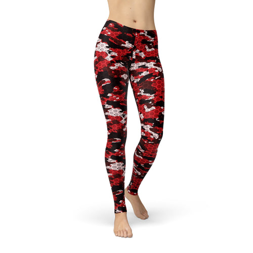 Jean Red Hex Camouflage Leggings - Yaze Jeans