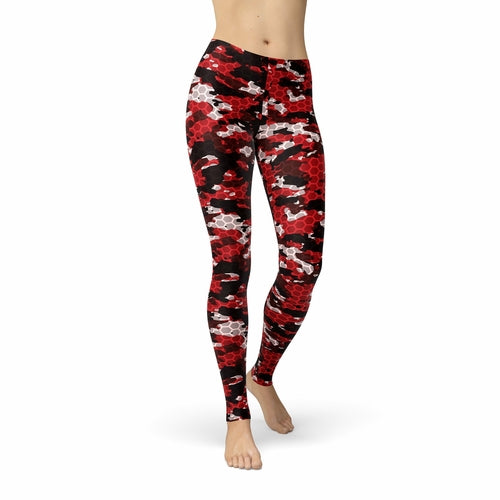 Jean Red Hex Camouflage Leggings - Yaze Jeans
