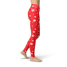 Load image into Gallery viewer, Jean Red Snowflake Leggings - Yaze Jeans
