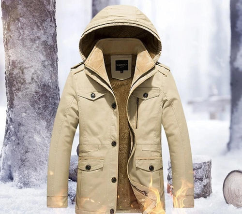 Mens Hooded Military Style Coat - Yaze Jeans