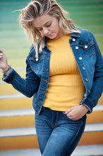 Load image into Gallery viewer, Slim Fit denim jacket in Dark Wash Blue - Yaze Jeans
